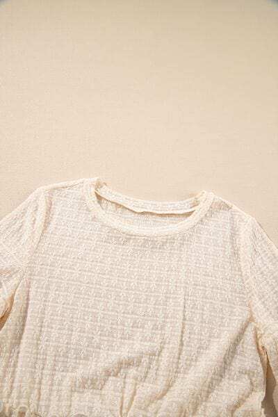 Frill Round Neck Half Sleeve Blouse - Trendsi - Flyclothing LLC