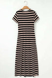 Stripe Casual Round Neck Tee Dress with Pockets - Trendsi - Flyclothing LLC