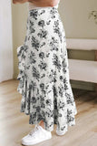 Boho Floral High Waist Ruffle Split Maxi Skirt - Trendsi - Flyclothing LLC