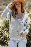 Flower Button Up Long Sleeve Cardigan - Trendsi - Flyclothing LLC