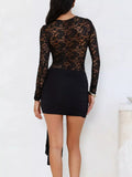 Lace Long Sleeve Mini Dress - Trendsi - Flyclothing LLC