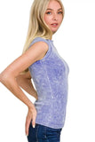 Zenana Stone Washed Ribbed Seamless Top - Trendsi - Flyclothing LLC