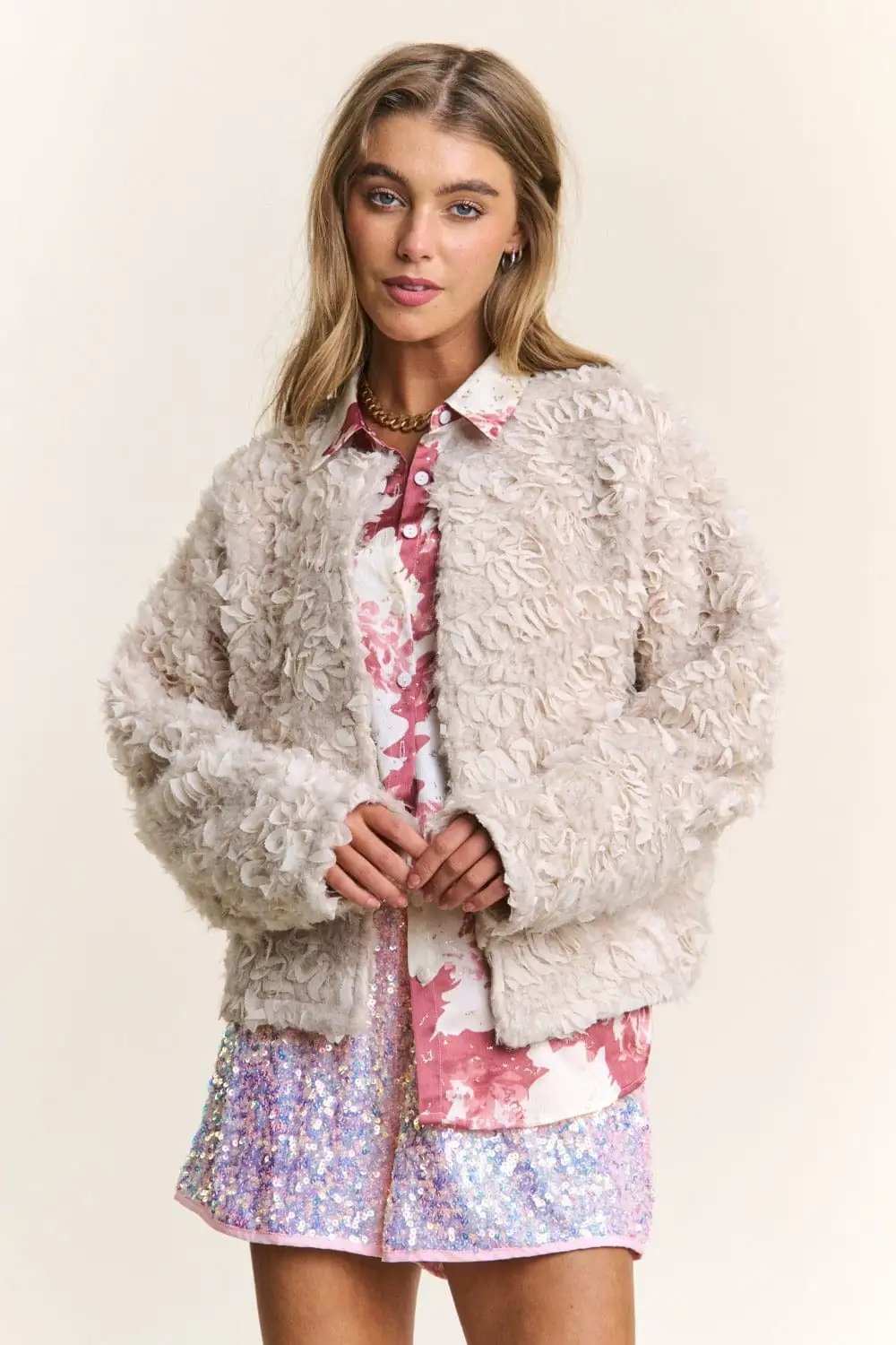 J.NNA Mixed Fabric Chic Jacket - Trendsi - Flyclothing LLC