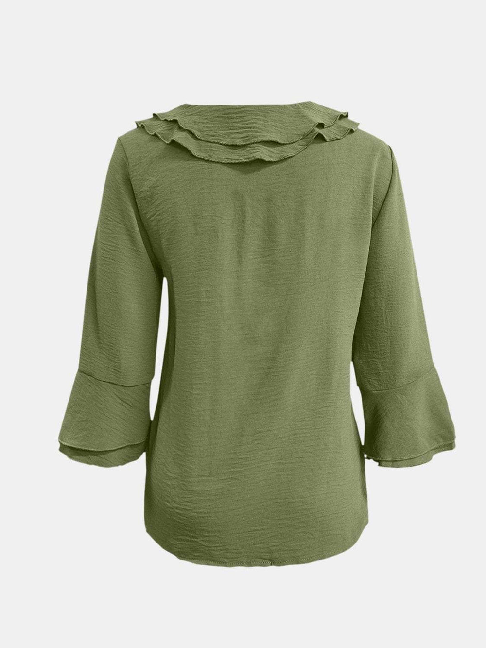 Full Size Ruffled V-Neck Flounce Sleeve Blouse - Trendsi - Flyclothing LLC