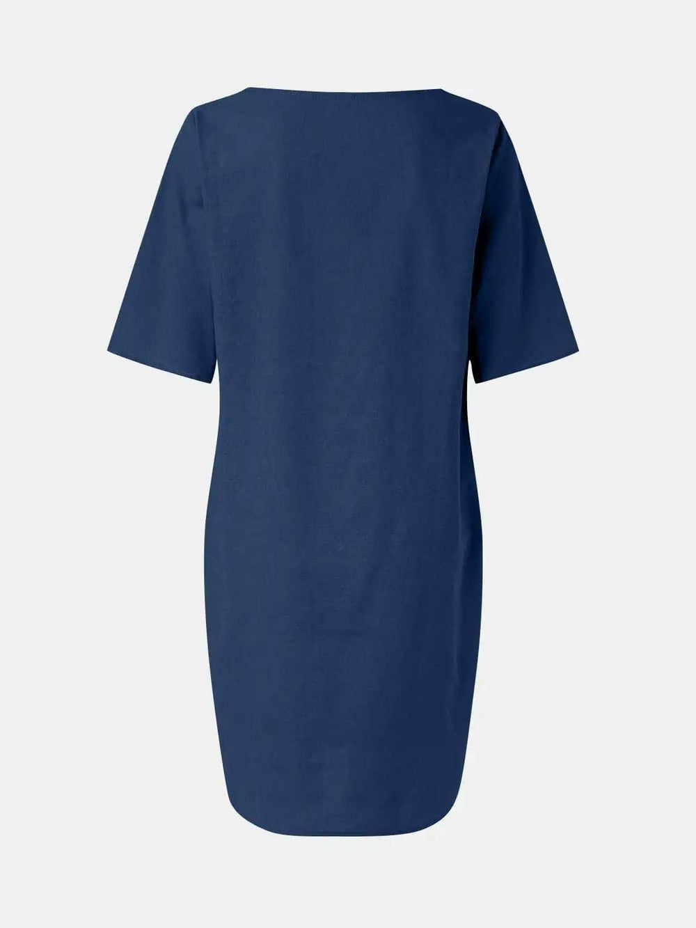 Full Size Round Neck Half Sleeve Dress with Pockets - Trendsi - Flyclothing LLC
