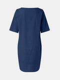 Full Size Round Neck Half Sleeve Dress with Pockets - Trendsi - Flyclothing LLC