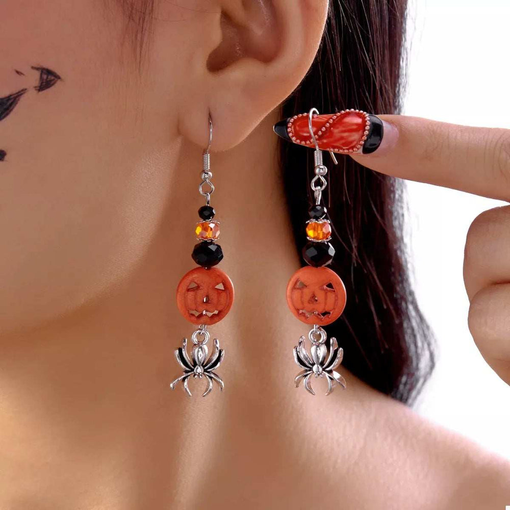 Halloween Spider Pumpkin Drop Earrings - Trendsi - Flyclothing LLC
