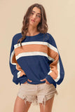BiBi French Terry Color Block Cut Edge Detail Sweatshirt - Trendsi - Flyclothing LLC