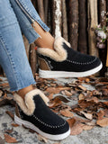 Furry Suede Round Toe Flat Sneakers - Trendsi - Flyclothing LLC