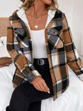 Hooded Plaid Button Up Jacket - Trendsi - Flyclothing LLC