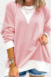 Contrast Round Neck Long Sleeve Sweatshirt - Trendsi - Flyclothing LLC