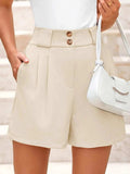 Two Button Wide Waistband Shorts - Trendsi - Flyclothing LLC