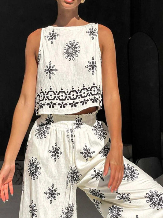 Printed Tank and Pants Set - Trendsi - Flyclothing LLC