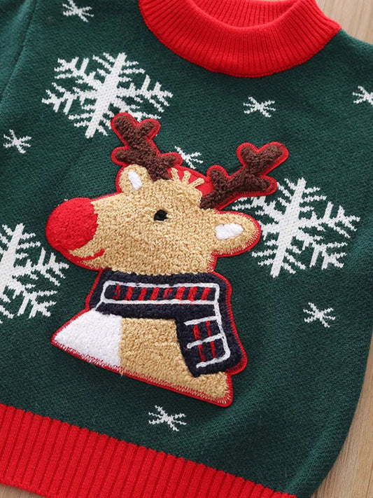 Children's Christmas Reindeer Snowflake Knitted Sweater - Trendsi - Flyclothing LLC