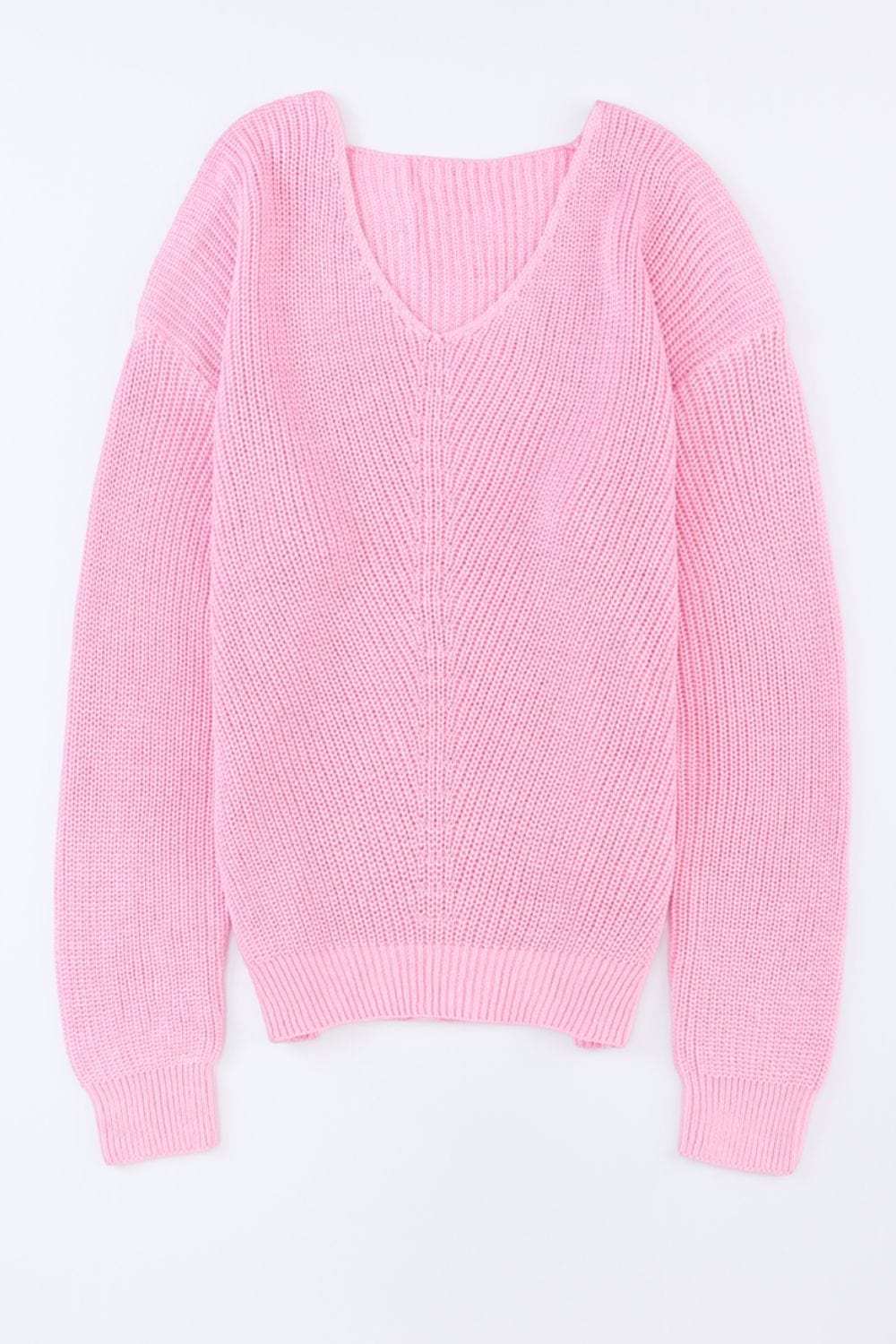V-Neck Drop Shoulder Sweater - Trendsi - Flyclothing LLC