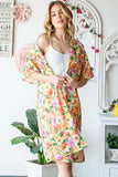 Heimish Full Size Half Sleeve Multi Color Floral Open Cardigan Plus Size - Trendsi - Flyclothing LLC
