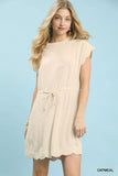 Umgee Linen Blend Scallop Hem Mini Dress - Trendsi - Flyclothing LLC
