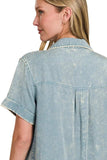 Zenana Tencel Mineral Washed Collared Shirts Dress - Trendsi - Flyclothing LLC