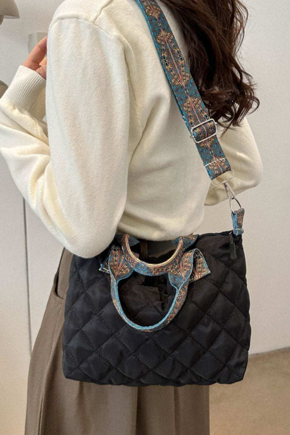Bubble Textured Printed Strap Handbag - Trendsi - Flyclothing LLC