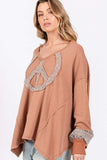 SAGE + FIG Peace Sign Mineral Wash Terry Top - Trendsi - Flyclothing LLC