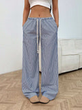 Drawstring Striped Wide Leg Pants - Trendsi - Flyclothing LLC