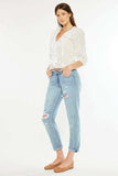 Kancan Mid Rise Distressed Boyfriend Fit Jeans - Trendsi - Flyclothing LLC