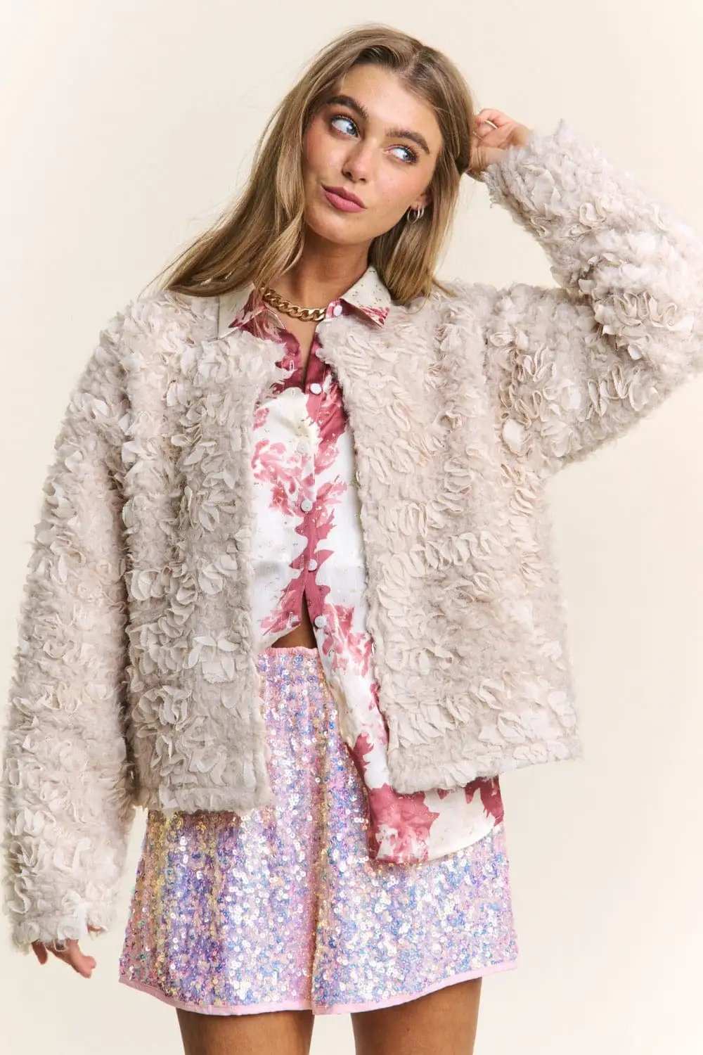 J.NNA Mixed Fabric Chic Jacket - Trendsi - Flyclothing LLC