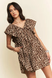 Davi & Dani Animal Printed Velvet Ribbon Mini Dress - Trendsi - Flyclothing LLC