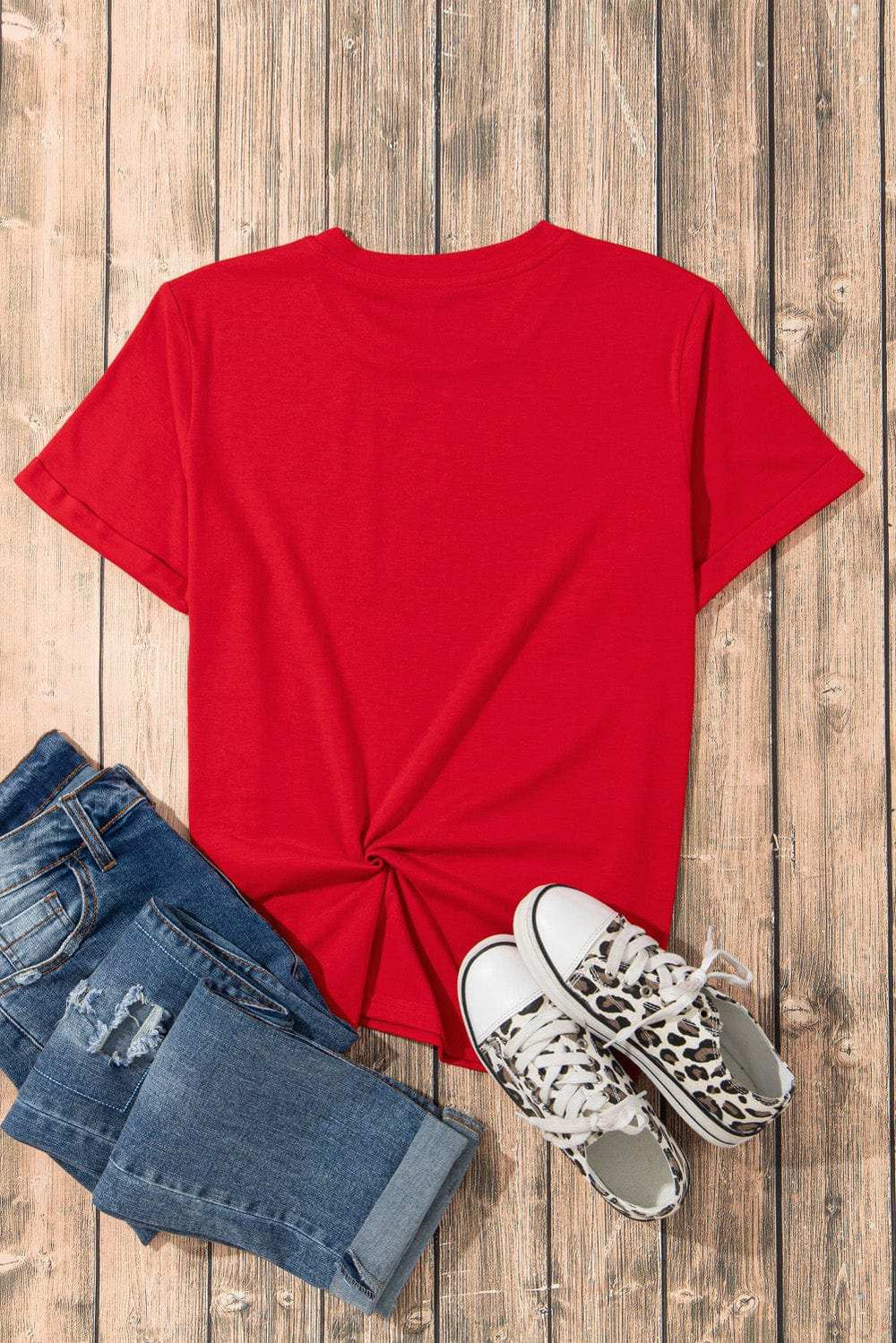 Graphic Round Neck Short Sleeve T-Shirt - Trendsi - Flyclothing LLC