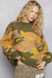 POL Mock Neck Abstract Colorblock Pattern Sweater - Trendsi - Flyclothing LLC