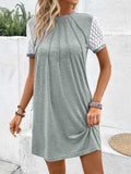 Lace Detail Round Neck Short Sleeve Mini Dress - Trendsi - Flyclothing LLC