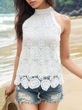 Lace Tied Mock Neck Tank - Trendsi - Flyclothing LLC