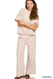 Zenana Ribbed Round Neck Tee & Pants Set - Trendsi - Flyclothing LLC
