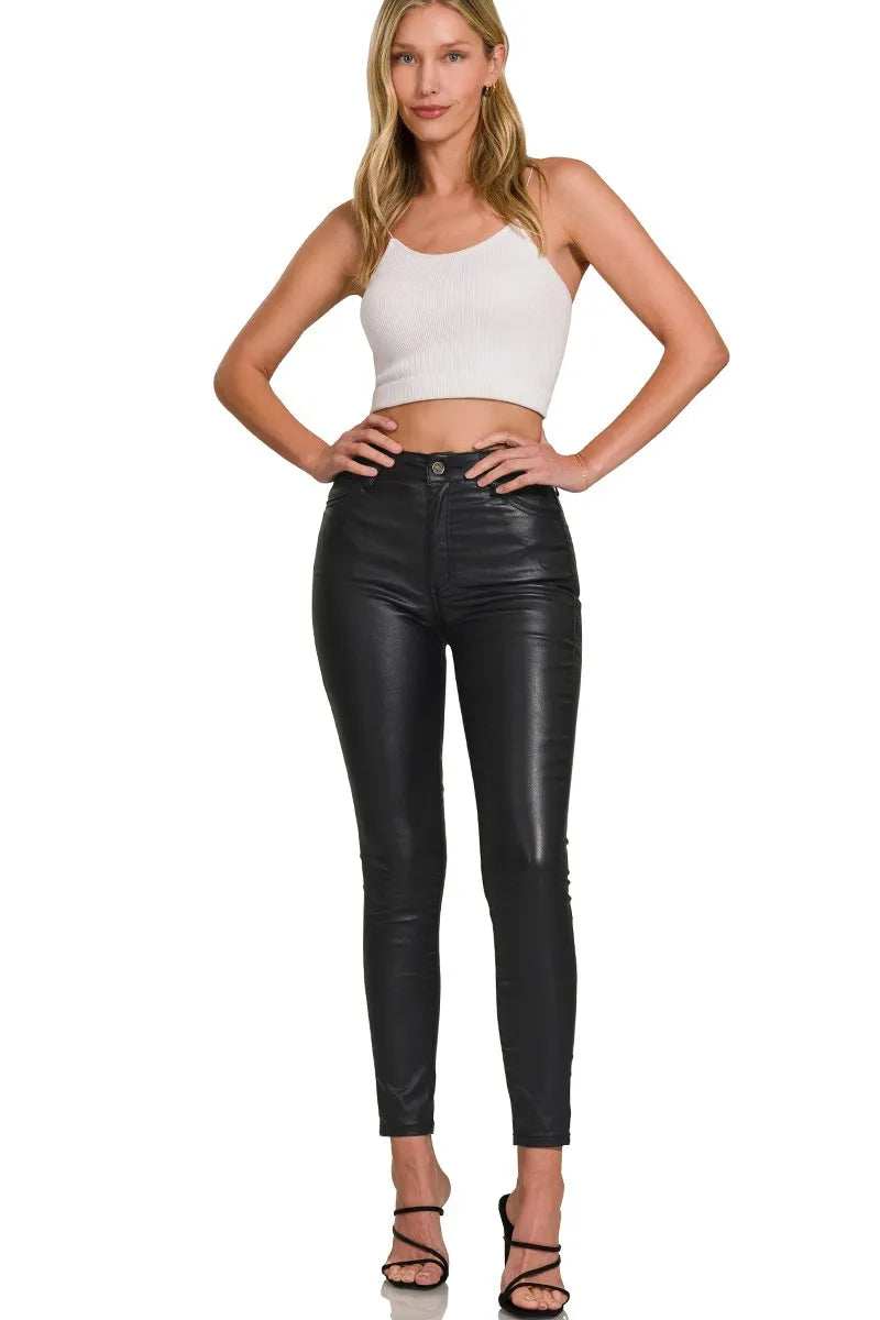 Zenana Faux Leather Stretch Skinny Pants - Trendsi - Flyclothing LLC