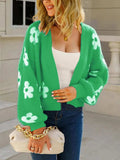 Angel Wings Flower Open Front Long Sleeve Cardigan - Trendsi - Flyclothing LLC