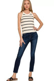 Zenana Stripe Sweater Tank Top - Trendsi - Flyclothing LLC