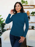 Ruched Mock Neck Long Sleeve T-Shirt - Trendsi - Flyclothing LLC