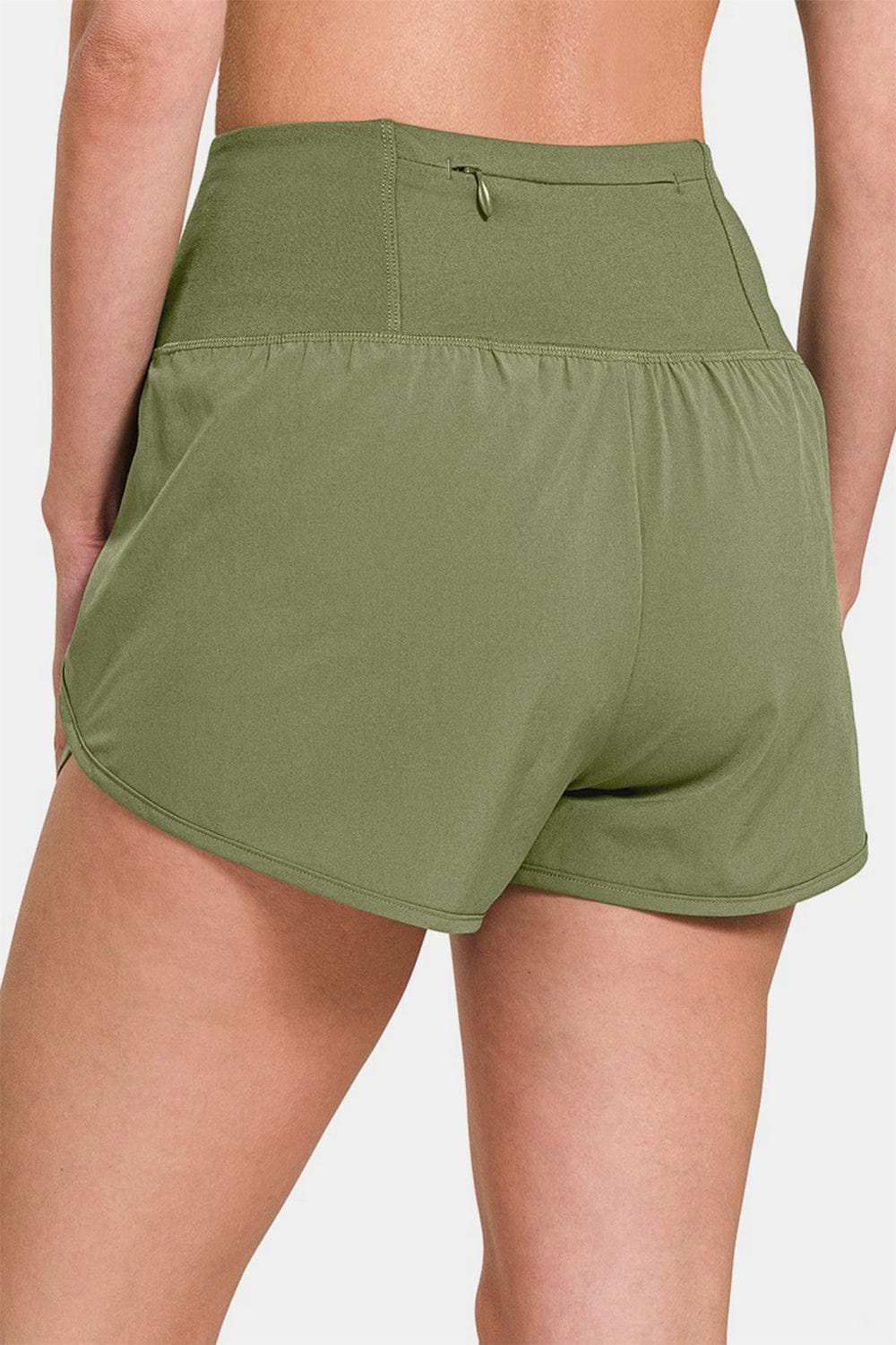 Zenana High-Waisted Zippered Back Pocket Active Shorts - Trendsi - Flyclothing LLC