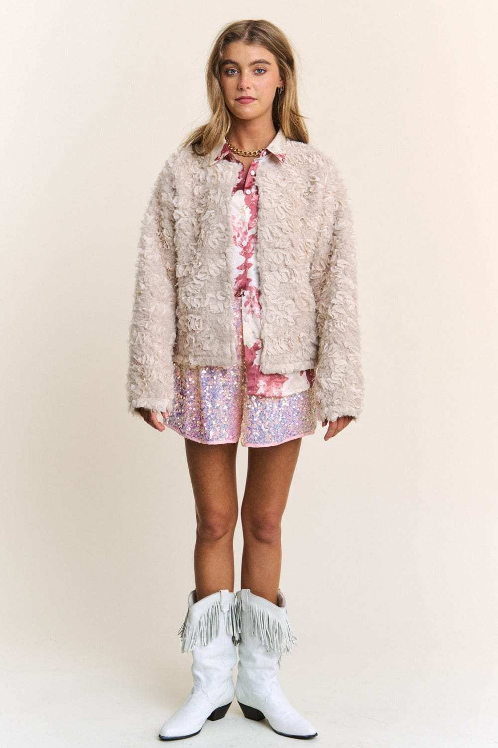 J.NNA Mixed Fabric Chic Jacket - Trendsi - Flyclothing LLC