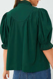 Puff Sleeve Frilled Trim Elegant Blouse - Trendsi - Flyclothing LLC