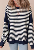 Exposed Seam Striped Long Sleeve Sweatshirt - Trendsi - Flyclothing LLC
