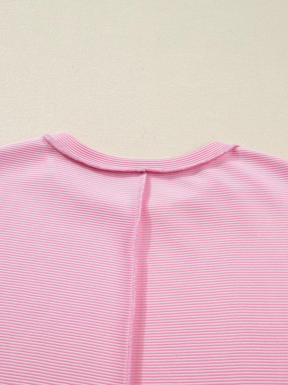 Horizontal Ribbed Exposed Seam Detail Drop Shoulder Baggy Pullover - Trendsi - Flyclothing LLC