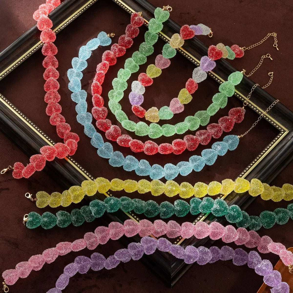 Colorful Resin Heart Necklace - Trendsi - Flyclothing LLC