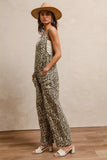 BiBi Leopard Print Adjustable Strap U Neck Jumpsuit - Trendsi - Flyclothing LLC