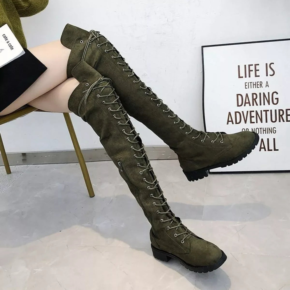 Lace-Up Over-the-Knee Boots - Trendsi - Flyclothing LLC
