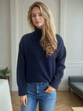 Turtleneck Dropped Shoulder Long Sleeve Sweater - Trendsi - Flyclothing LLC