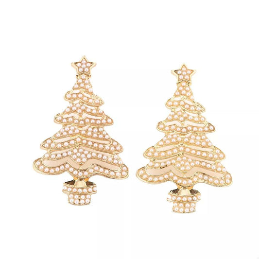 Christmas Tree Rhinestone Earrings - Trendsi - Flyclothing LLC