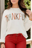 THANKFUL Round Neck Long Sleeve Knit Top - Trendsi - Flyclothing LLC