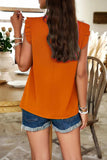 Frill Ruched Mock Neck Sleeveless Blouse - Trendsi - Flyclothing LLC
