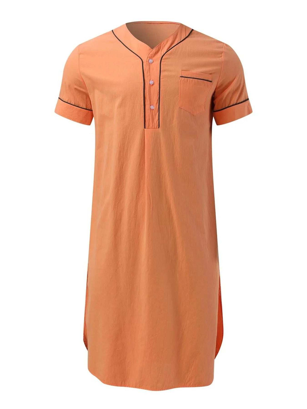 Men's Full Size Button Detail Short Sleeve Lounge Dress Plus Size - Trendsi - Flyclothing LLC